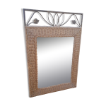 Miroir en rotin et fer forg� vintage
