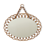 Miroir en rotin ovale annes 60 / 70