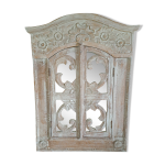 Miroir sculpt bois blanc 1990 dcoratif sculpt  volets ouvrants sur un miroir carr