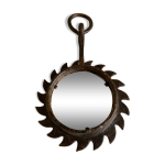 Miroir soleil brutaliste en fer battu 1970