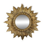 Miroir soleil dor en rsine avec miroir convexe, france, annes 1960