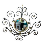 Miroir soleil en fer forg� noir, vallauris 1960 - 70