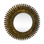 Miroir soleil rond double feuilles en fer forg italien 50 s