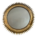 Miroir soleil rond en fer forg�, italie ann�es 50
