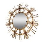 Miroir soleil rotin 1950 / 1960