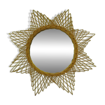 Miroir soleil en rotin
