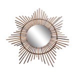 Miroir soleil rotin bambou ann�es 60