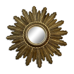Miroir soleil sorci�re convexe vintage dor� 60s