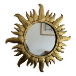 Miroir soleil sorci�re en r�sine dor�e