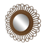 Miroir soleil vintage osier rotin
