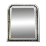 Miroir style louis - philippe 64 x 52 cm cadre mouluré blanc et marbre Miroir style louis - philippe 64 x 52 cm cadre mouluré blanc et marbre
