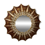 Miroir sunburst  fleurs anne 1950