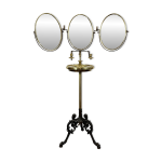 Miroir triptyque de barbier en laiton epoque napoleon iii r�glable en haute