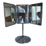 Miroir triptyque de barbier sur pied biseaut, 1940