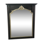 Miroir trumeau en bois noir et argenté patiné de style louis xv Miroir trumeau en bois noir et argenté patiné de style louis xv