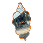 Miroir vnitien vintage en bois peint en orange