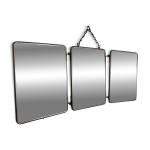 Miroir vintage 1930 triptyque barbier cristal biseaut� noir - 25 x 59 cm