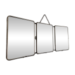 Miroir vintage 1950 triptyque barbier biseaut canard - 24 x 58 cm