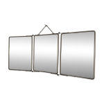 Miroir vintage 1950 triptyque barbier tomette coiffeur - 27 x 65 cm