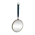 Miroir vintage 1960 oeil de sorcire velours turquoise soleil - 24 x 54 cm