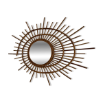 Miroir vintage 1960 soleil rotin osier ortf spirale design - 68 x 52 cm