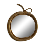 Miroir vintage 1970 pomme rotin osier fruit - 35 x 32 cm