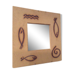 Miroir vintage des années 70 - 80 en béton signé - 30x30cm Miroir vintage des années 70 - 80 en béton signé - 30x30cm