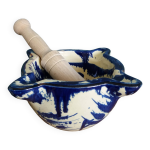 Mortier en terre cuite maille et pilon en bois