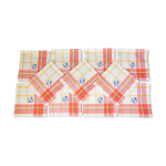 Nappe et 11 serviettes a liteaux croiss rouge orange bleu