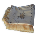 Nappe ancienne coton / lin  franges