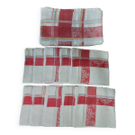 Nappe ancienne fil damass rouge et blanc dix serviettes 150 x 190 cm