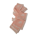 Nappe ancienne rose carrée avec 8 serviettes , fait main Nappe ancienne rose carrée avec 8 serviettes , fait main