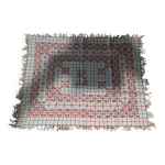 Nappe coton  carreaux rouge et franges