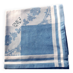 Nappe damassée blanche et bleue 1m50 x 1m50 Nappe damassée blanche et bleue 1m50 x 1m50