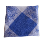 Nappe damass�e en lin blanc - bleu