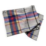 Nappe rectangle gris clair carreaux bleu rouge jaune