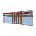 Nappe rectangulaire  rayures sur fond blanc vintage