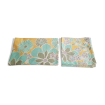 Nappe ronde et 6 serviettes de table motifs fleurs vintage Nappe ronde et 6 serviettes de table motifs fleurs vintage