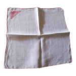 Nappe et serviettes anciennes lin fin blanc broderies rouge