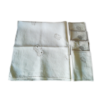 Nappe et serviettes en lin a motif papillon