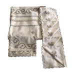 Nappe et serviettes en soie gr�ge brod�e de motifs cachemires en couleur