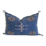 Oreiller en soie bleu, coussin sabra marocain, oreiller en soie de cactus fait main, coussin berbre ...