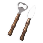 Ouvre bouteille et couteau manche bambou laiton Ouvre bouteille et couteau manche bambou laiton