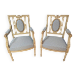 P aire de fauteuils louis xvi en bois laqu