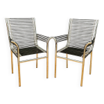 Pair of sandows chairs designed by rene herbst, bauhaus, france, 1980s Pair of sandows chairs designed by rene herbst, bauhaus, france, 1980s