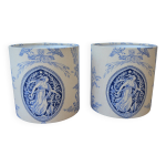 Paire d'abat - jours en toile de jouy bleue