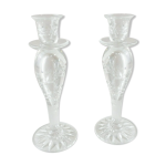 Paire d'anciens bougeoirs en cristal grav taill, style sirius, saint louis