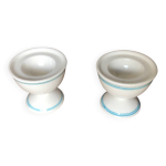 Paire ancien coquetier carlton ware 1976 cramique blanc & bleu vintage