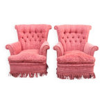 Paire anciens fauteuils crapaud