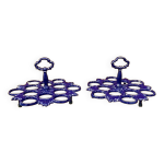 Paire d'anciens présentoirs à oeufs en fonte émaillée bleue - années 60 Paire d'anciens présentoirs à oeufs en fonte émaillée bleue - années 60
